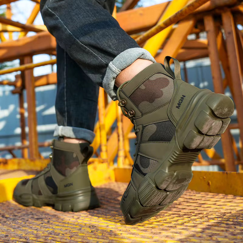 Kankeirr Sicherheitsschuhe High Top für Männer in Grün mit Stahlkappe und rutschfester Sohle - Bild 3