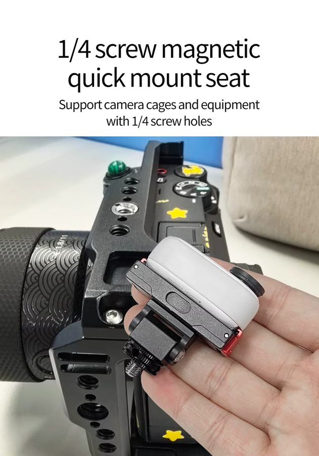 Magnetische Schnellverschlusshalterung mit Ladestation und Kaltschuh-Adapter für Insta360 Go 3S, verstellbare Lenker-Kamerahalterung - Bild 3