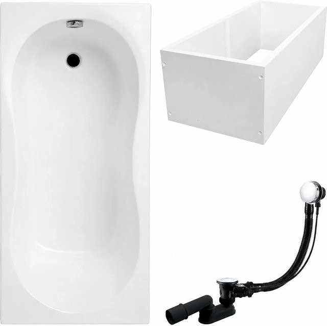 KOLMAN Badewanne Rechteck aus Acryl in Weiß inklusive Wannenträger, Ablauf und Füßen, B/T: 170 x 75 cm - Bild 1