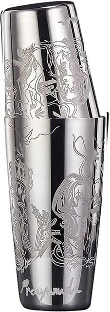 Boston Shaker Dose aus Edelstahl mit geätztem Muster in Silber von Kitchen Goods-YULIN-002 - Bild 1