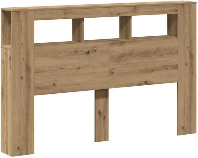 vidaXL LED-Kopfteil Artisan-Eiche in Braun mit integrierter Beleuchtung, Regal und USB-Ladeport, B/T/H: 160 x 18,5 x 103,5 cm - Bild 1