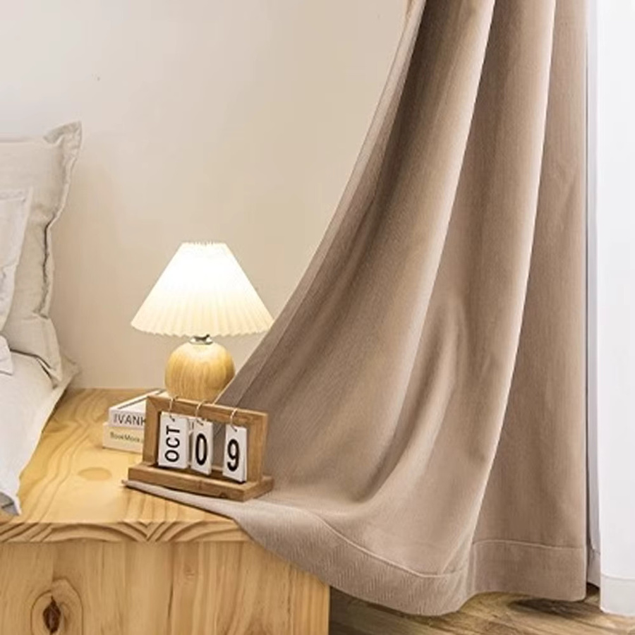 CENTURyMiG Verdunkelungsvorhang in Beige, moderner Stoff-Vorhang mit geräuschreduzierender Funktion und Eisenringen, Breite: 100 cm - Bild 2