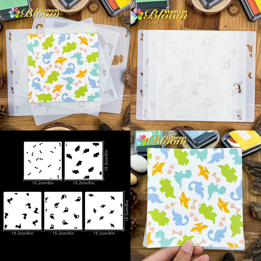 Bunte Schablonen-Set mit Tier- und Naturmotiven für Sprühfarbe und Graffiti aus Kunststoff, Multicolor - Bild 3