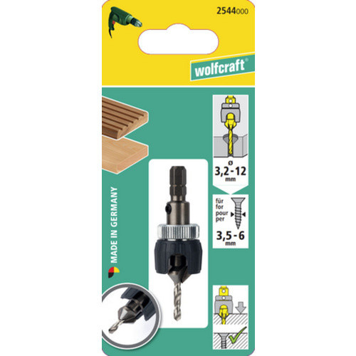 Wolfcraft Senkbohrer mit 1/4 Zoll Sechskant Aufnahme, Durchmesser: 12 mm, grau/silber - Bild 2
