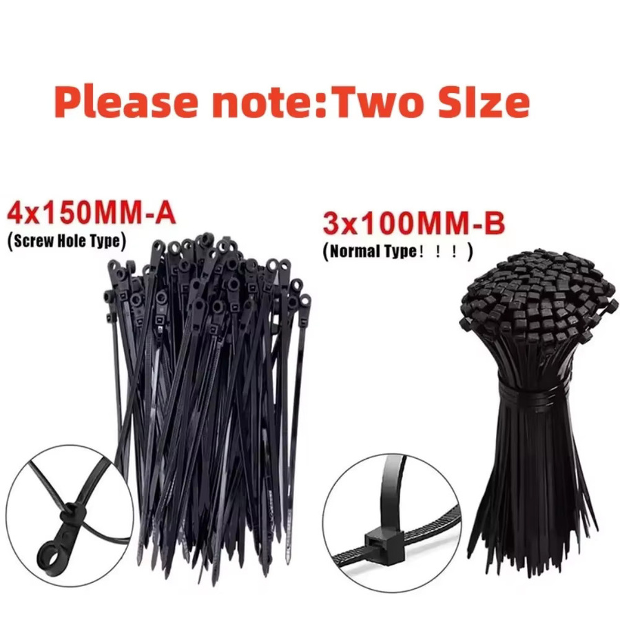 Wiederverwendbare Nylon-Kabelbinder mit Schraubenloch in Schwarz, 100 Stück - Bild 3