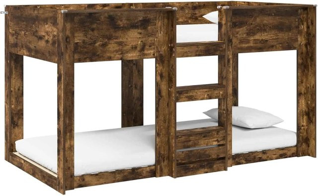 vidaXL Etagenbett für Kinder aus Holzwerkstoff in Raucheiche, Braun, B/T/H: 90 x 190 x 160 cm (ca.) - Bild 1