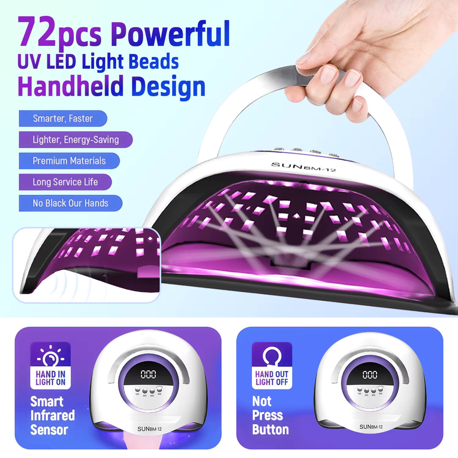 72LEDS Maniküre UV LED Nagel Trockner, 300W, Unisex - Bild 4