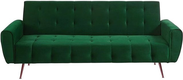 Vente-unique Schlafsofa Polani in Tannengrün mit Samtbezug und Click-Clack-Funktion, Breite: 209 cm - Bild 1