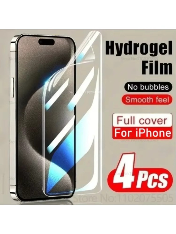 4 Stück Full Cover HD Hydrogel Displayschutzfolien für Apple iPhone 11 12 13 14 15 16 17 Pro Max Plus Mini, transparent - Bild 6