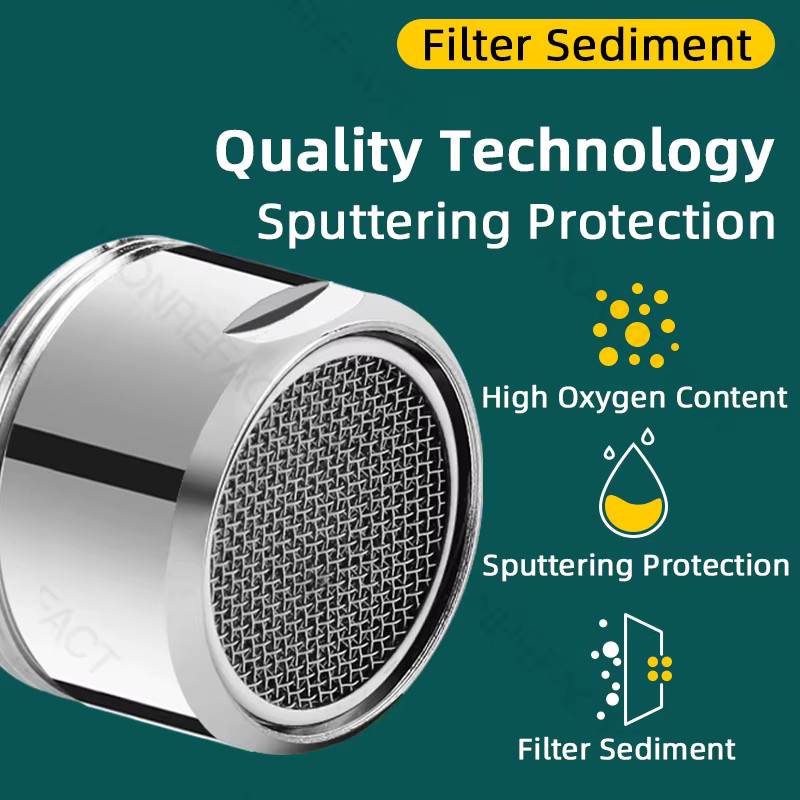 JIANGZILIU Wasserhahn Belüfter mit Innengewinde aus massivem Messing in Chrom für Badezimmer und Küchenspüle - Bild 2