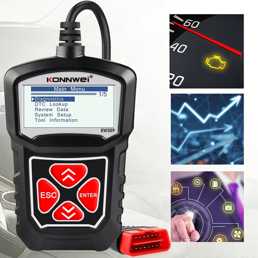 KONNWEI KW309 OBD2 Auto Diagnose Scanner in Schwarz zum Lesen und Löschen von Fehlercodes mit Live-Datenfunktion - Bild 4