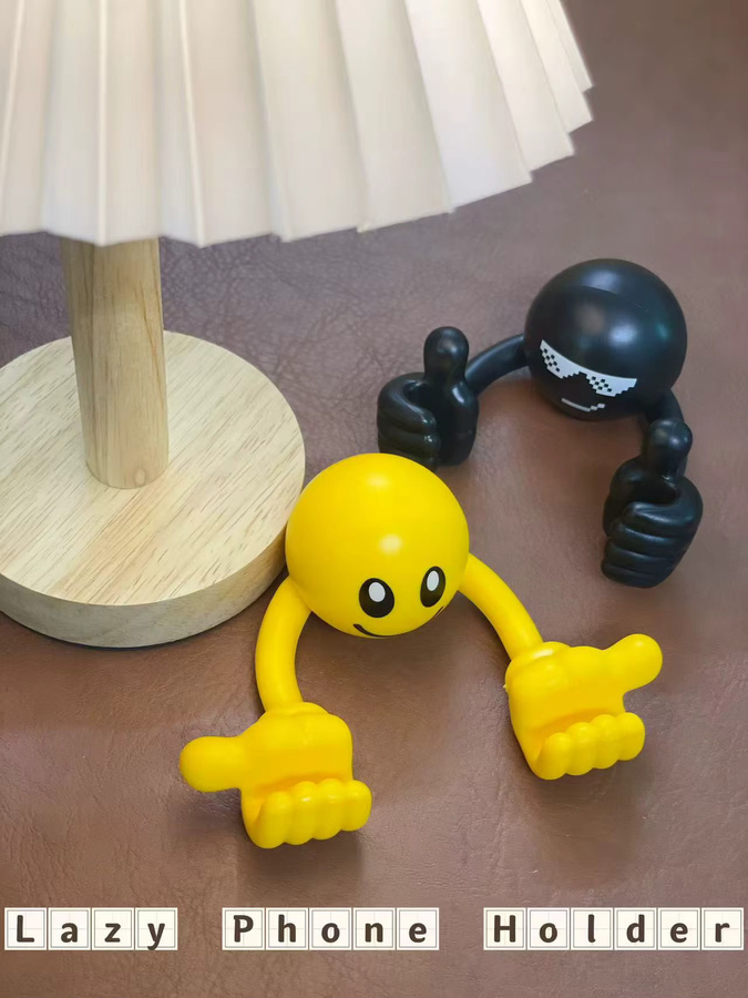 Universeller Desktop-Ständer für Telefone und Tablets mit Smile Face Dekor in Gelb - Bild 3
