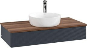 V&B Waschtischunterschrank Antao mit Frontstruktur in Weiß und Blau, lackiert, B/T/H: 100 x 50 x 19 cm - Bild 1