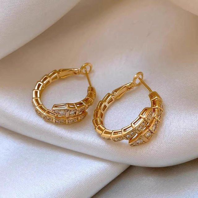 Schlangenohrringe, Gold, Zirkonia, Damen - Bild 1