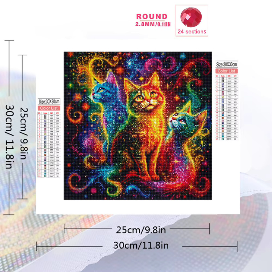 Evershine 5D DIY Diamant Mosaik Katze Tier Bild, Strass Malerei, Bunt / Mehrfarbig - Bild 2