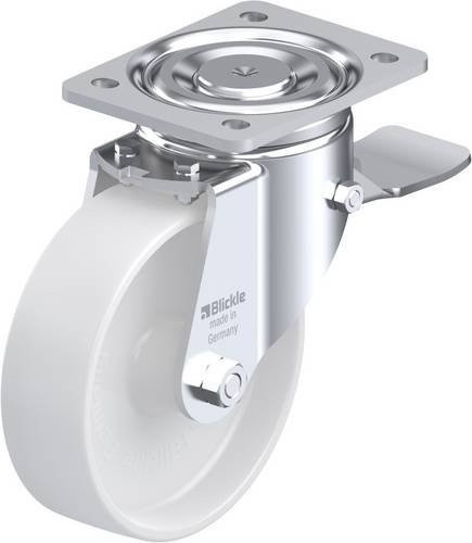 Blickle Lenkrolle LH-PO 160G-ST mit Feststeller, Rad-Durchmesser: 16 cm, Tragfähigkeit: 450 kg, Farbe: Weiß - Bild 1