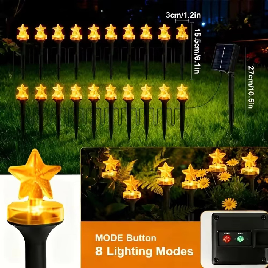 WELPUR Solare Gartenbeleuchtung mit 30 LEDs in Sternform für Außenbereich, Gartenwege und Dekoration - Bild 4