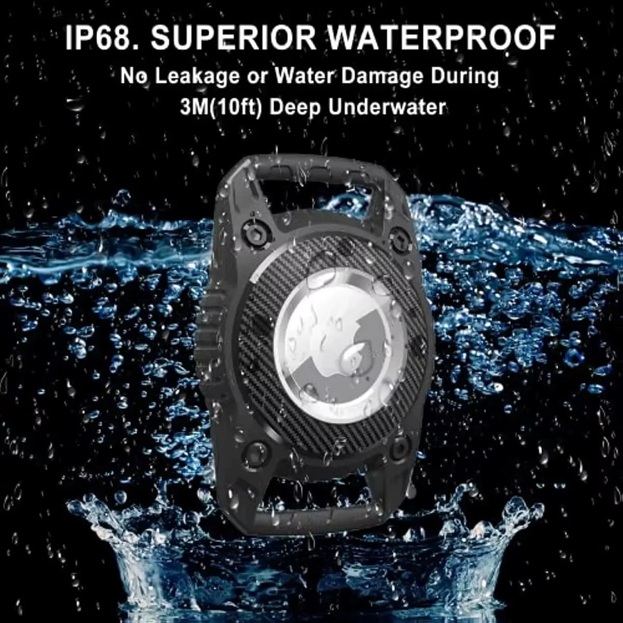 Wasserdichte Apple AirTag Halterung aus Hard TPU mit Schlüsselring in Blau oder Schwarz - Bild 2