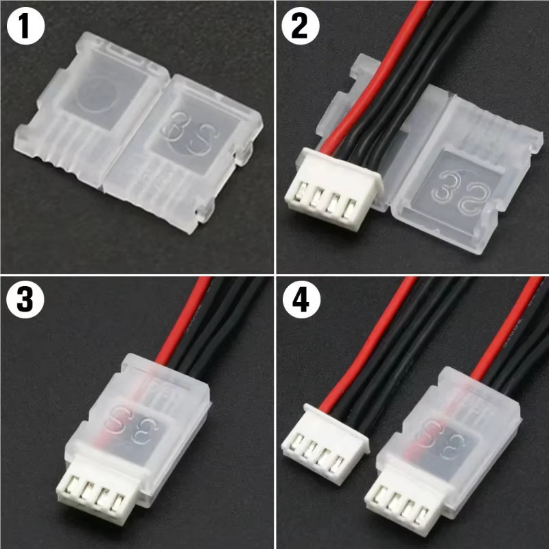 5er Set JST-XH Balance Stecker Schutz Clips für RC Lipo Batterien in Transparent - Bild 3