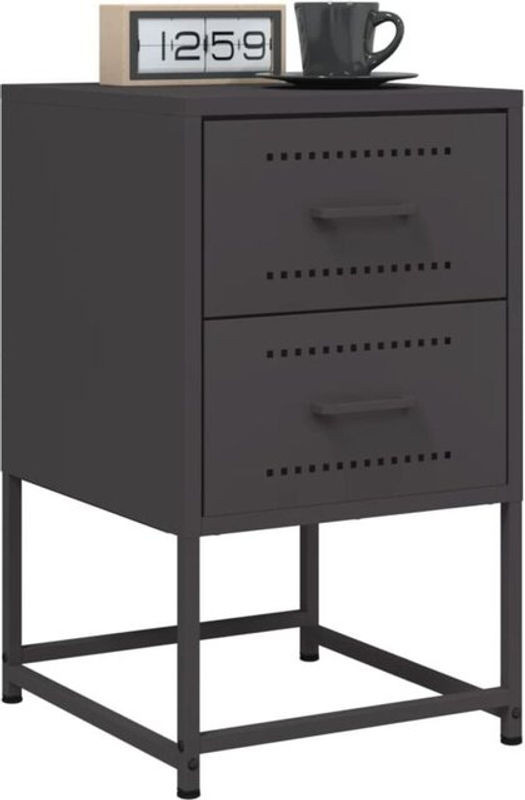 Vidaxl Nachttische 2er Set Industrial Design aus Stahl in Schwarz, B/T/H: 36 x 39 x 60,5 cm - Bild 1