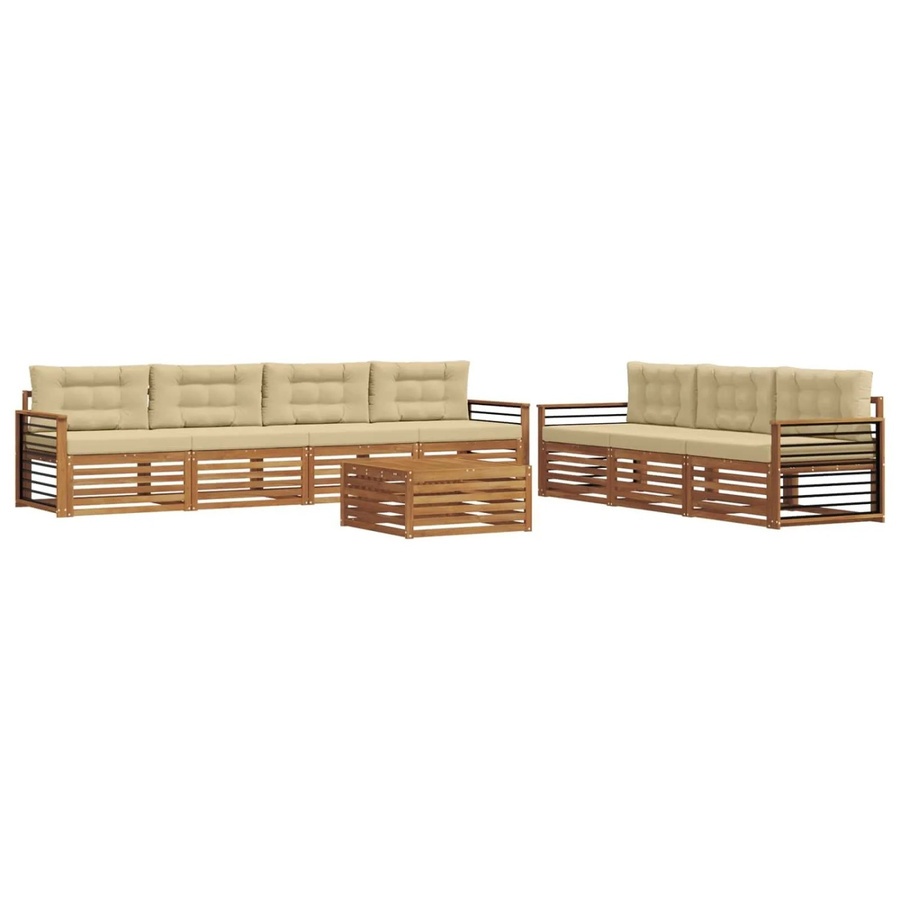 vidaXL Outdoor-Sofagarnitur 8-teilig aus Akazienholz mit Kissen in Natur und Beige - Bild 2