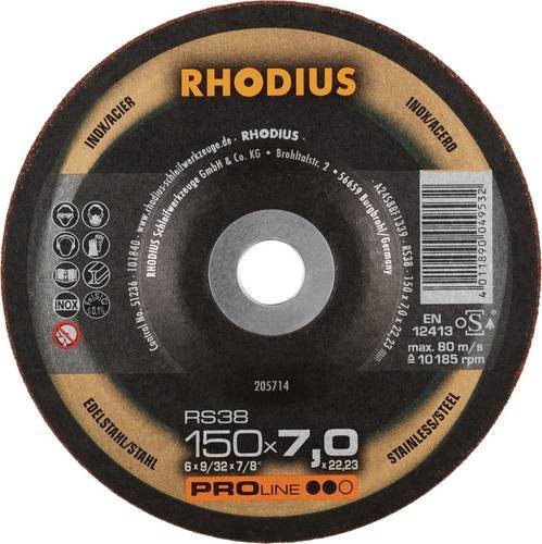 Rhodius RS38 Schruppscheibe für Edelstahl und Stahl, Silber, 10 Stück - Bild 1