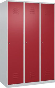 C+P Spind Classic PLUS Spind mit 3 Abteilen, Farbe Rubinrot, H x B x T: 185 x 120 x 50 cm - Bild 1