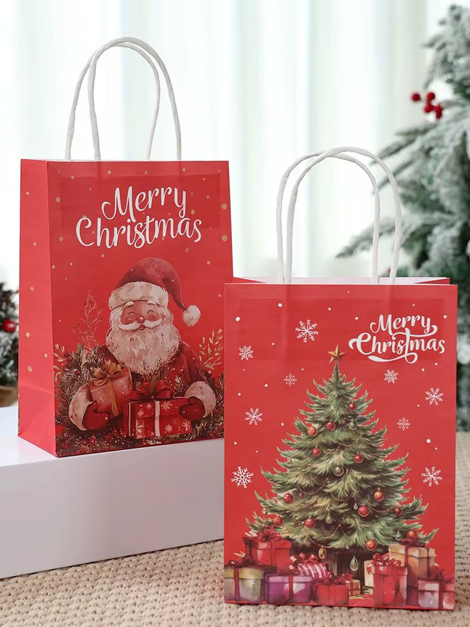 PATIMATE Weihnachts-Geschenktüten aus Kraftpapier in Rot für Weihnachten und Silvester - Bild 4