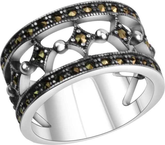 Zeeme Gemstones Ring, 925 Silber, oxidiert, Markasit, Damen - Bild 1