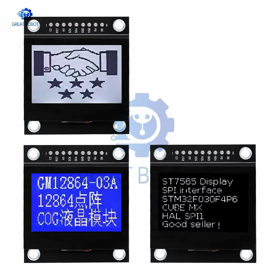 baishundianzi LCD12864-03A Punktmatrix-LCD-Modul mit SPI-Schnittstelle und Metallrahmen für Arduino in Blau und Schwarz - Bild 2