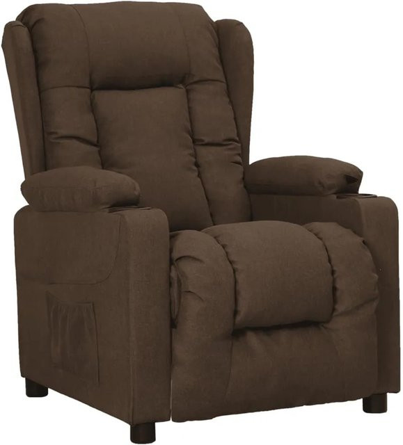 vidaXL Relaxsessel Braun aus Stoff mit Armlehnen und Getränkehaltern, B/T/H: 96,0 x 48,0 x 136,5 cm - Bild 1