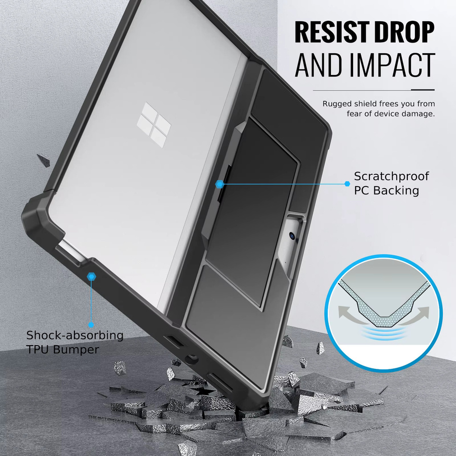 Robuste All-in-One Schutzhülle von dadanism für Surface Go 10 Zoll, Surface Pro 9 8 13 Zoll sowie Surface Pro 7+ Pro 7 Pro 6 Pro 5 Pro 4 in Schwarz - Bild 2