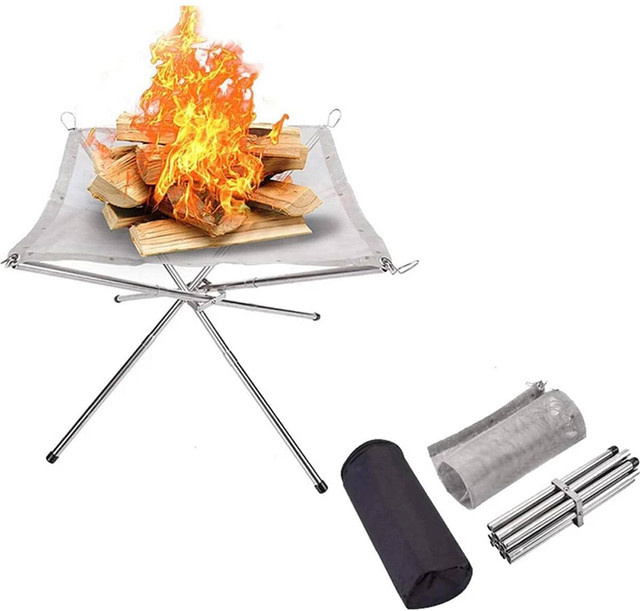 LISM Tragbarer Grillständer aus Edelstahl in Silber, Faltbarer Feuerkorb für den Außenbereich, B/T/H: 42 x 32 x 42 cm - Bild 1