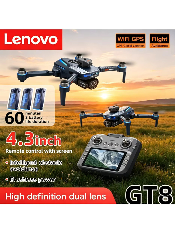 Lenovo GT8 Drohne mit Dual-Kamera für 4K und 8K, GPS, FPV, bürstenloser Motor und optischem Fluss, faltbarer Quadcopter in Blau oder Schwarz - Bild 1