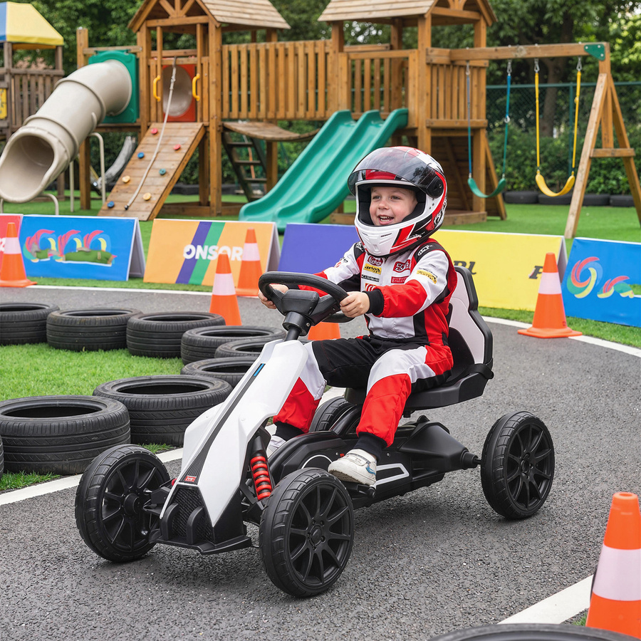 HOMCOM Elektro Gokart Kinderfahrzeug Weiß 3-8 Jahre - Bild 2