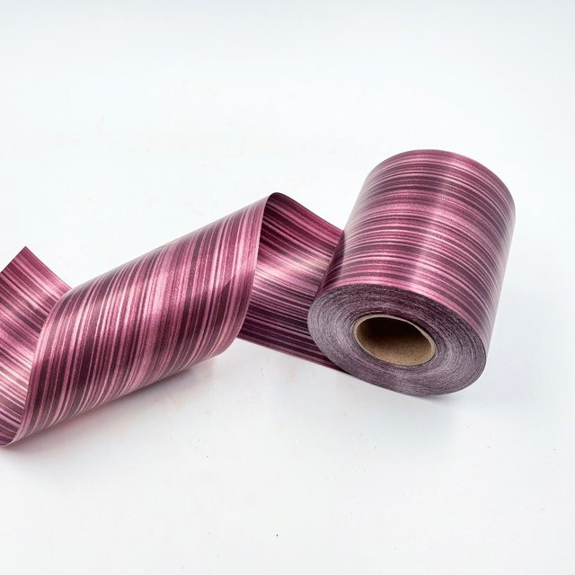 Wasserdichtes Poly-Satin-Blumenband aus PP-Material für florale Kreationen und Dekorationen, Farbe: Braun und Lila, Länge: 50 Yards - Bild 1