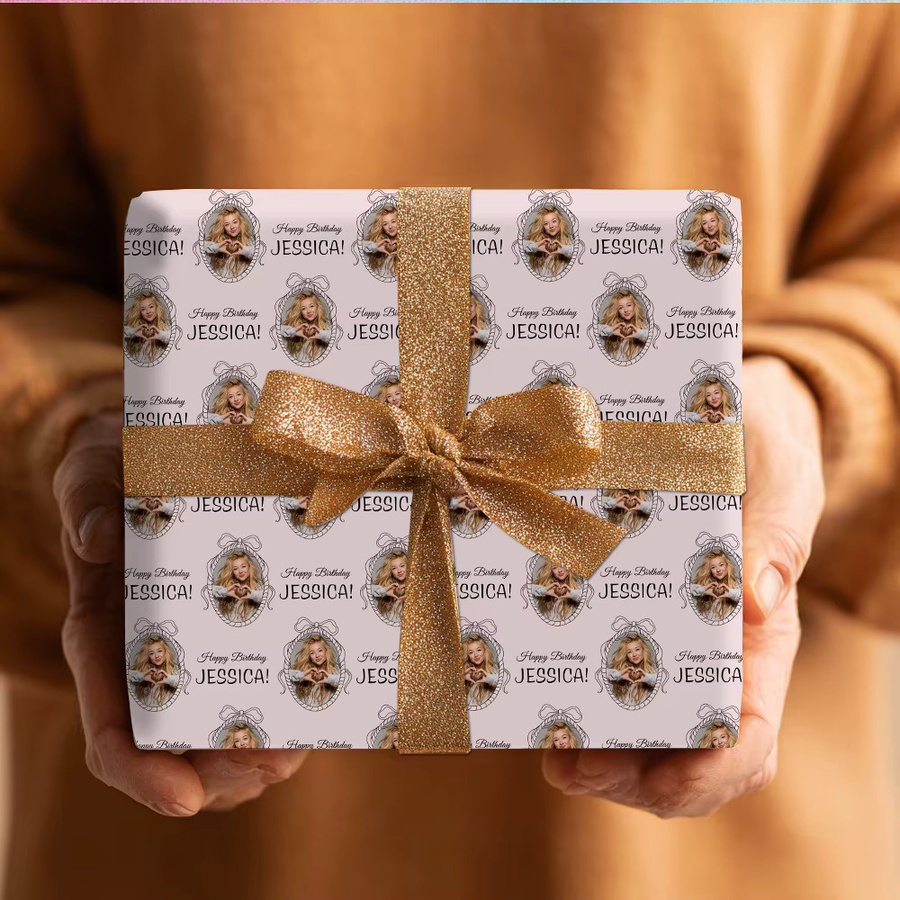 WEIGAO Individuelles Geschenkpapier mit Foto und Namen zum 20. Geburtstag, Mehrfarbig - Bild 3