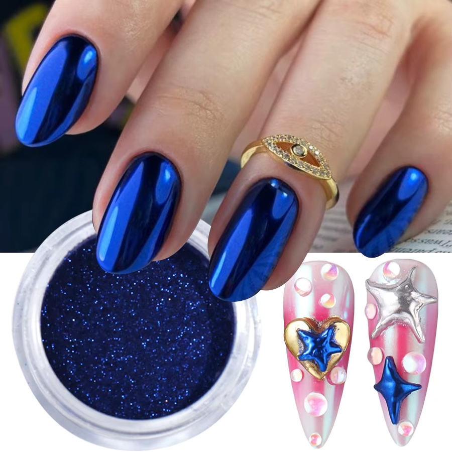 Full Beauty Nagelpulver Metallic, Blau - Bild 2