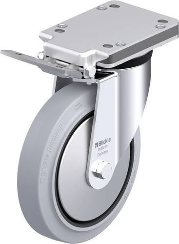 Blickle Stahlblech-Lenkrolle LK-POEV 200KAD-IS-SG-FA in Schwarz und Grau mit 200 mm Rad-Durchmesser und einer Tragfähigkeit von 500 kg - Bild 1