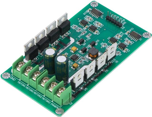 Qiilu Dual Motor Driver Module Board H Bridge Driver Chip mit IRF3205 MOSFET, 3-36V, 10A Peak 30A, Grün - Bild 1