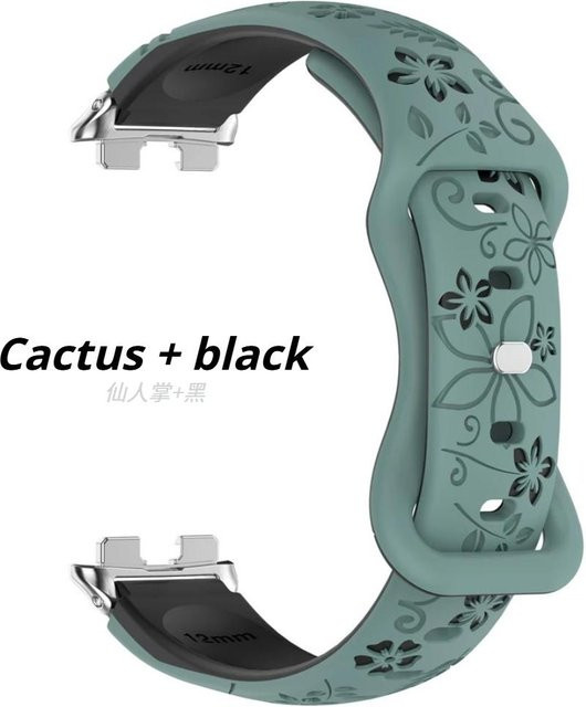 Huawei Uhrenarmband Silikon, 3D Graviertes Blumenarmband, grün, Unisex - Bild 1