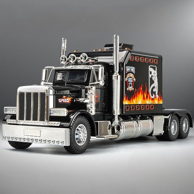Linyi toy car Peterbilt 389 Flammen-Lackierung, Modellauto, 1:24, Metall, ab 14 Jahren - Bild 1