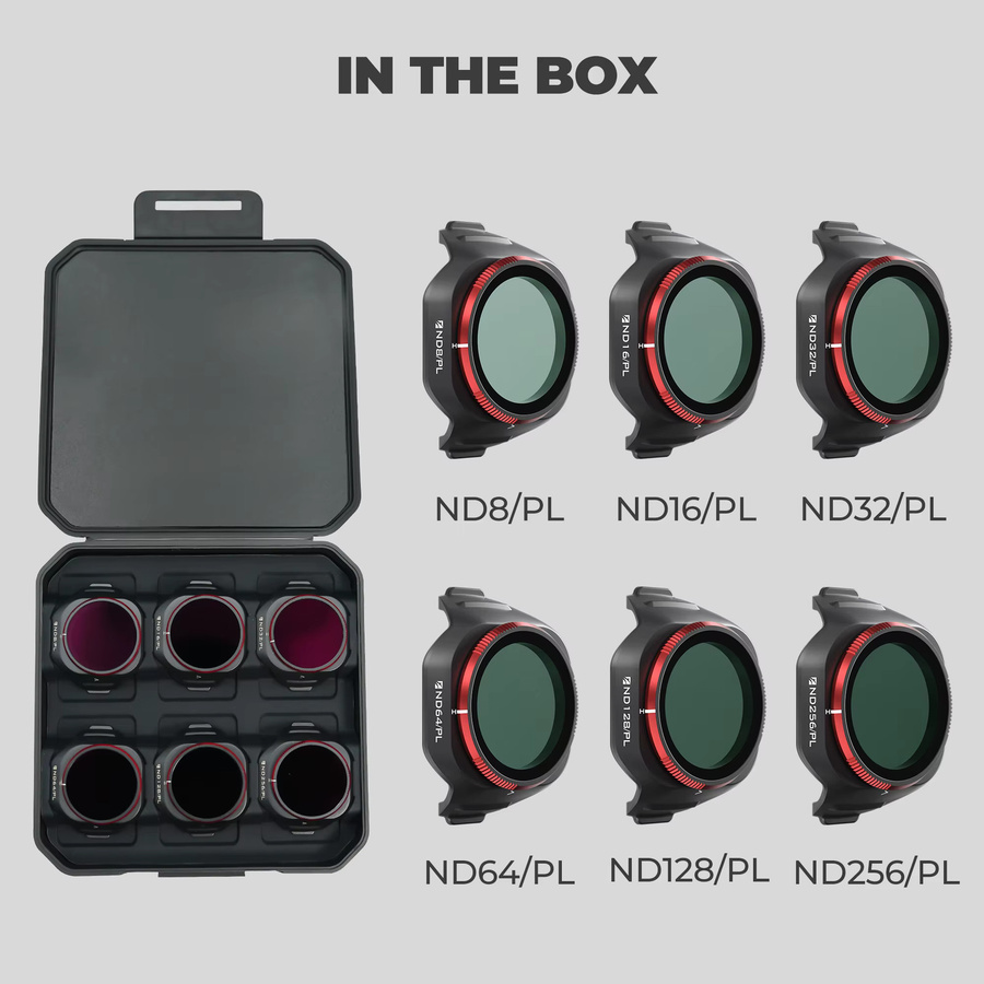 Freewell Bright Day 6er-Pack ND/PL-Filter Set ND8/PL, ND16, ND32, ND64, ND128, ND256/PL in Schwarz für DJI Mini 5 Pro - Bild 4
