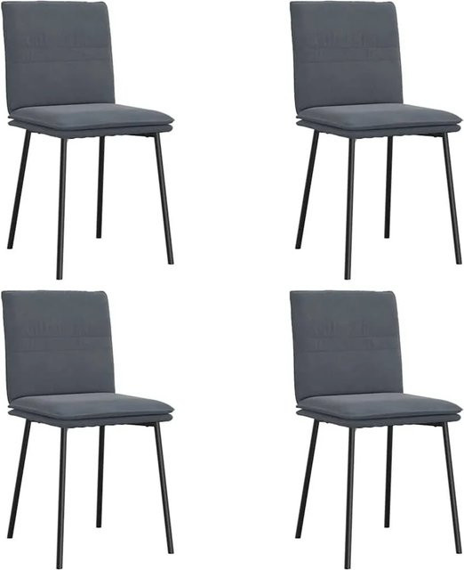 DELUKE Esszimmerstühle VERA 4er Set Polsterstühle aus Samt in Dunkelgrau - Bild 1