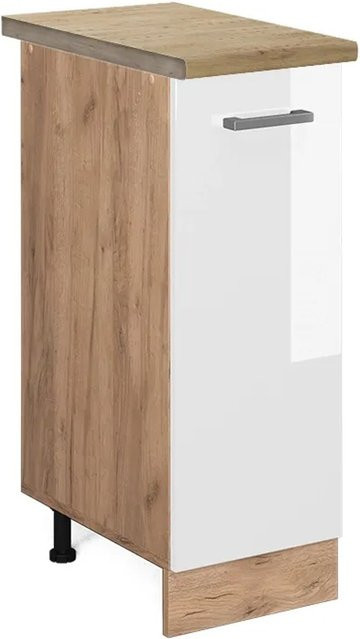 Vicco Apothekerschrank R-Line Weiß Hochglanz und Goldkraft Eiche, B/H/T: 30 x 81,6 x 60 cm - Bild 1