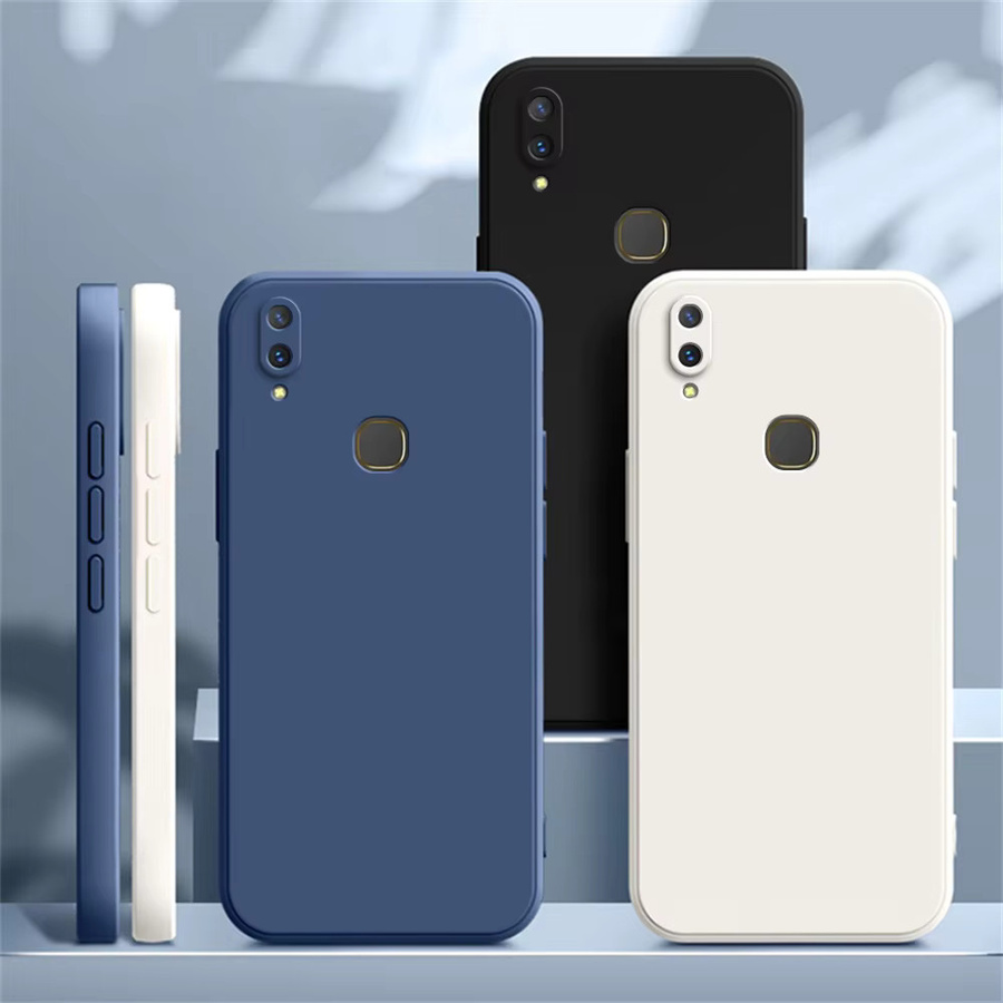 Quadratische Flüssigsilikonhülle für Xiaomi Redmi Note 5 6 7 8 8T 9 9s 10S 10 Pro 8 8A 9 9A 9C 10A 10C Rückseite in Weiß oder Blau - Bild 1