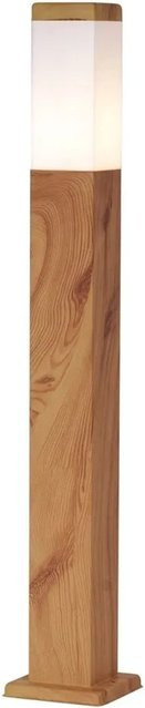 QAZQA Malois Moderne Außenstehleuchte aus Stahl mit Holzprint in Braun-Taupe, Höhe: 80 cm, IP44 - Bild 1