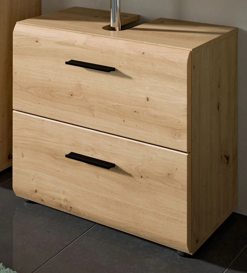 Waschbeckenunterschrank Cover in Eiche, modern und matt, mit Türen und Schubladen, B/T/H: 60 x 30 x 54 cm - Bild 1
