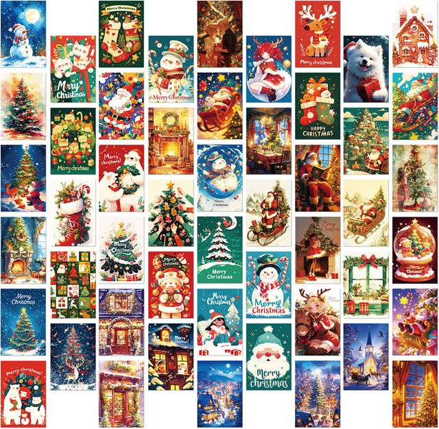 50 Weihnachtliche Grußkarten im Set für DIY-Dekoration und Geschenke, Mehrfarbig - Bild 1