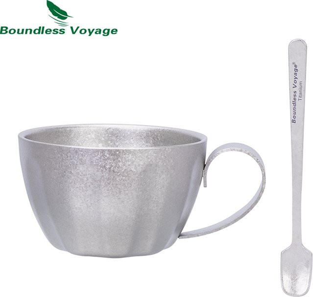 Boundless Voyage Doppelwandige Espressotasse aus Edelstahl mit Griff und Löffel, Silber - Bild 1